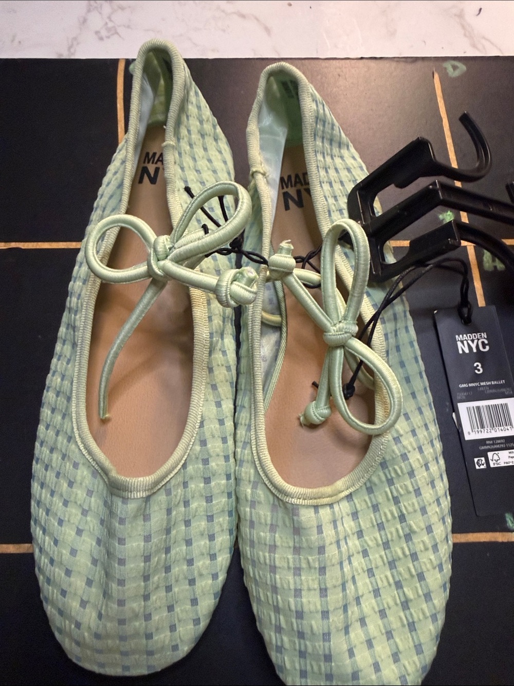 Madden NYC Girls’ Mint Green Woven Ballet Flats